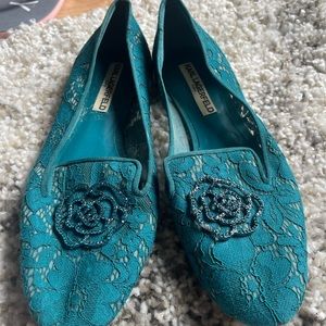 Authentic Karl Lagerfeld turquoise blue flats size 8